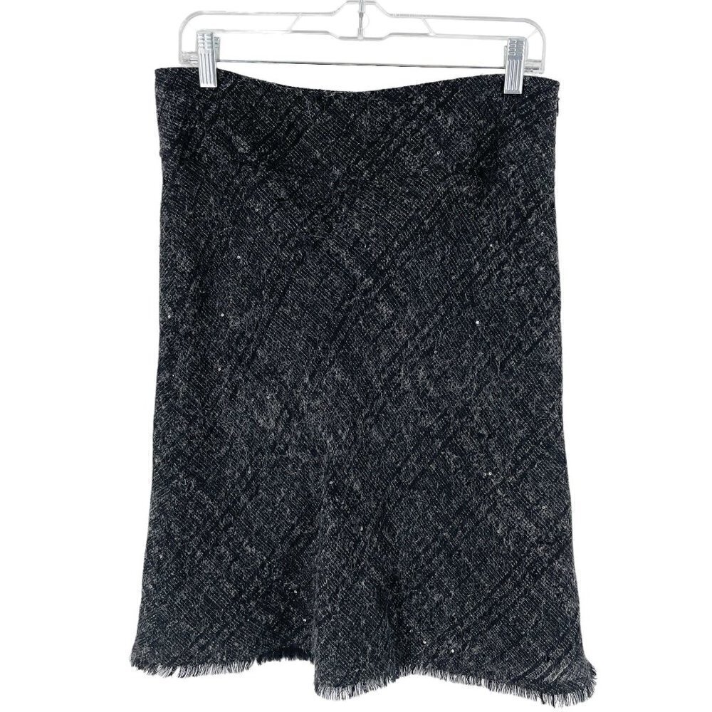 Burberry London Grey Diamond Tweed Sequined Wool/Mohair Blend Skirt UK10/US8 - Picture 2 of 10